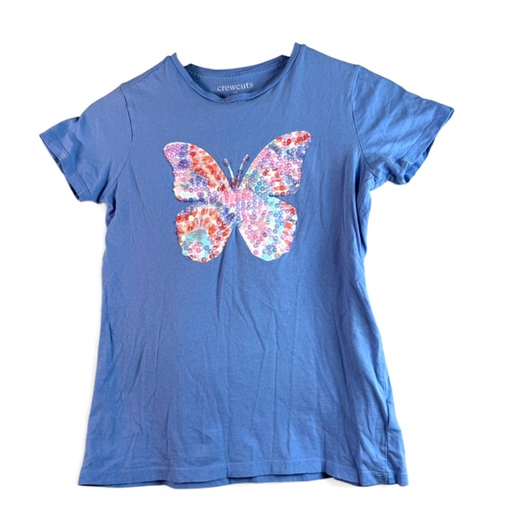 Crewcuts Other - Crewcuts Jcrew Kids Girls Butterfly Sequin Tshirt Shirt Top Sz XL 12-14